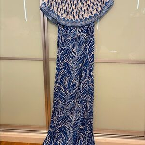 Lilly Pulitzer Blue and White Patterned Dress with side slits
